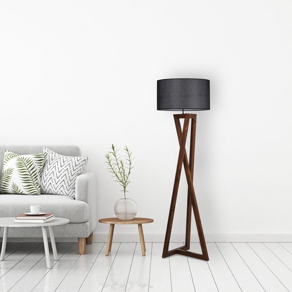 Must-pruun põrandavalgusti tekstiilist varjuga (kõrgus 149 cm) Maçka - Opviq lights-image-2
