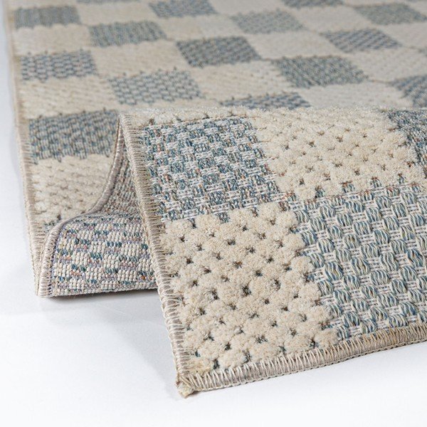 Sinine pestav puuvillasegu vaip 116x170 cm Muted Checkerboard - Flair Rugs-image-4