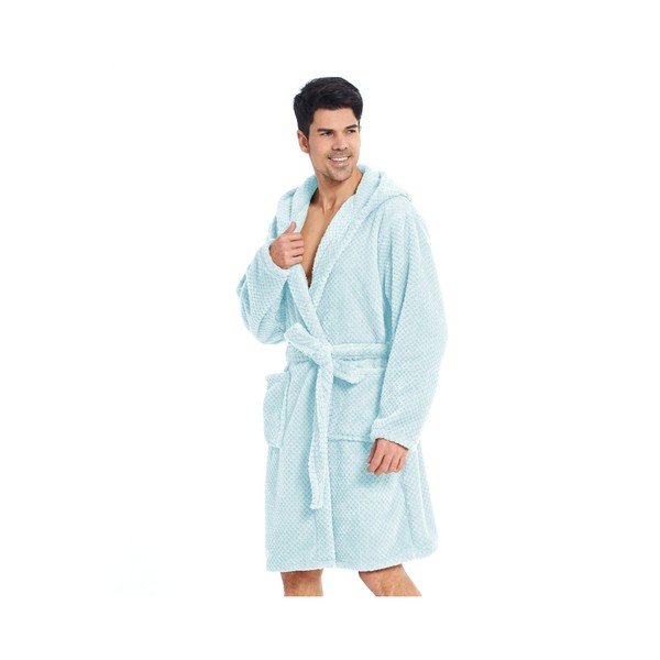 Mentolově modrý unisex župan z mikrovlákna DecoKing Sleepyhead, velikost S-image-1