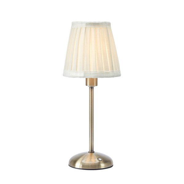 Kreemikas/messingvärvi kangast LED-laualamp hämardatava/kaasaskantava valgusega (kõrgus 35 cm) Anno - Markslöjd