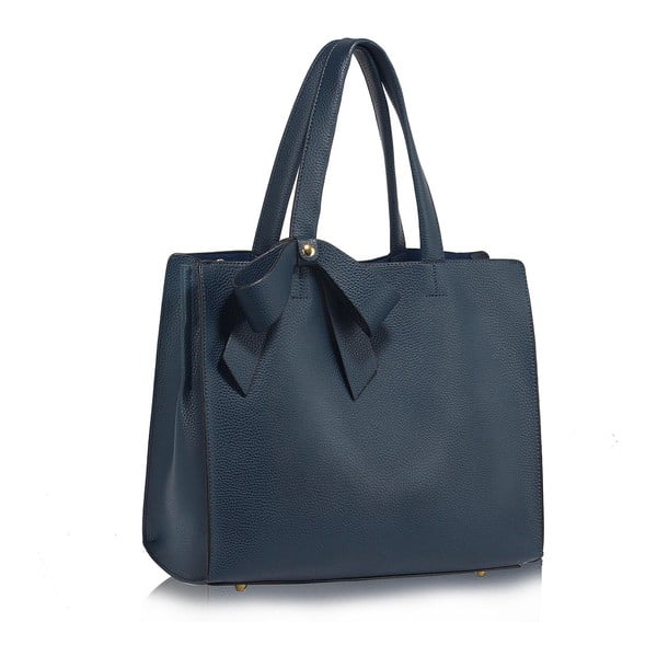 Tmavě modrá kabelka z eko kůže L&S Bags Bowtie