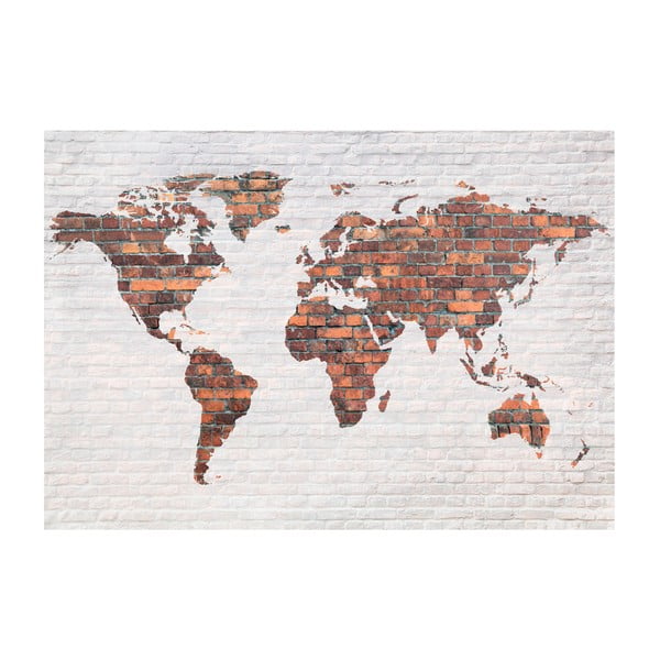 Suureformaadiline tapeet Brick maailmakaart seinale, 400 x 280 cm World Map: Brick Wall - Bimago