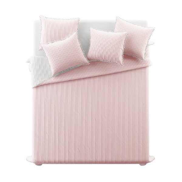 Růžový přehoz přes postel Slowdeco Bohemian, 220 x 240 cm