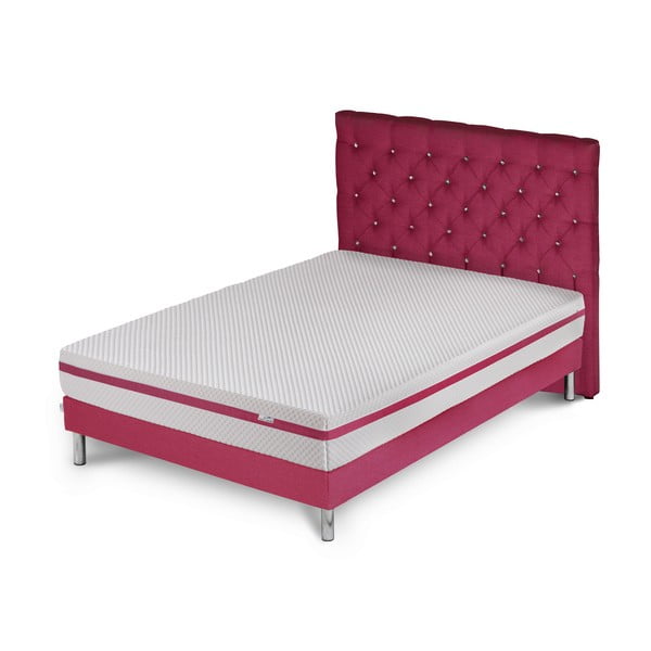 Růžová postel s matrací Stella Cadente Pluton Forme, 190 x 200  cm