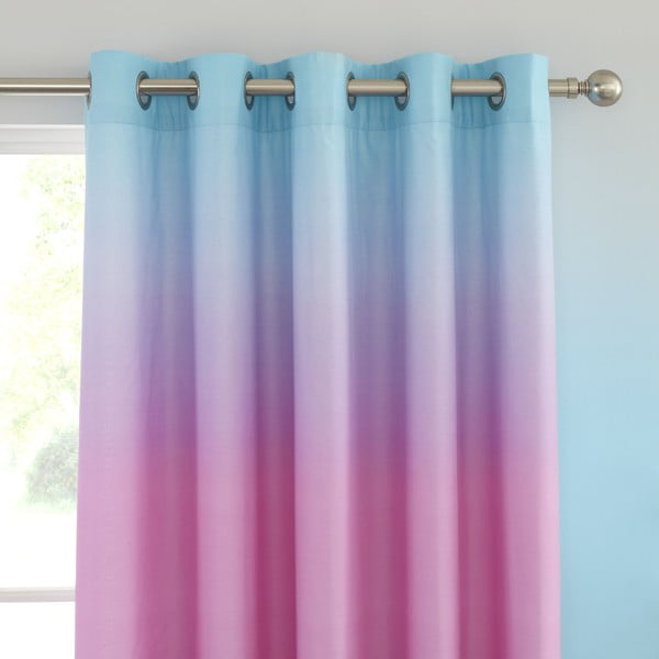 Roosa/lilla laste kardin 2tk 168x183 cm Ombre Rainbow Clouds - Catherine Lansfield