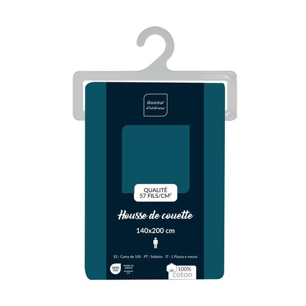 Puuvillane tekikott üheinimesevoodile, petrooleumivärvi, 140x200 cm Lina - douceur d'intérieur-image-2