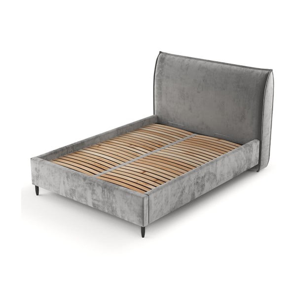 Hall polsterdatud kaheinimesevoodi koos voodipõhja ja panipaigaga 160x200cm Shell - Maison de Rêve-image-3