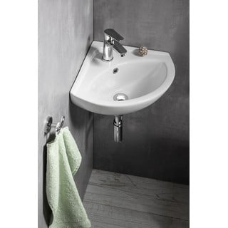 Valge nurgas keraamika väike vannitoa valamu  34x34 cm Luigi – Sapho