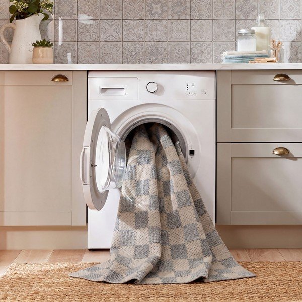 Sinine pestav puuvillaseguga jooksja 80x230 cm Muted Checkerboard - Flair Rugs-image-2
