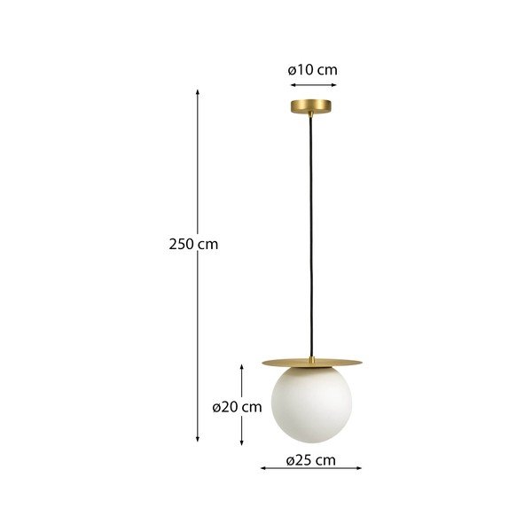 Valge/kuldse värvi metallist ripplamp klaasist varjuga, ø 25 cm Brisia - Kave Home-image-4