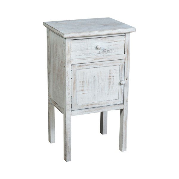 Bílý dřevěný noční stolek Biscottini Bedside-image-1