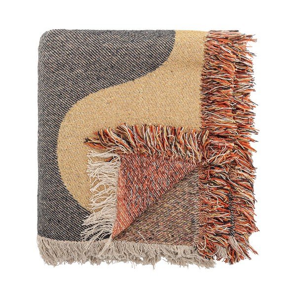 Taaskasutatud puuvillast pruun tekk 130x160 cm Arni - Bloomingville-image-3