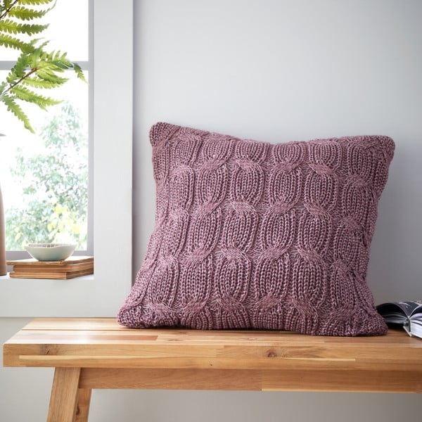 Lilla kootud padjapüür 45x45 cm Chunky Marl Knit - Catherine Lansfield