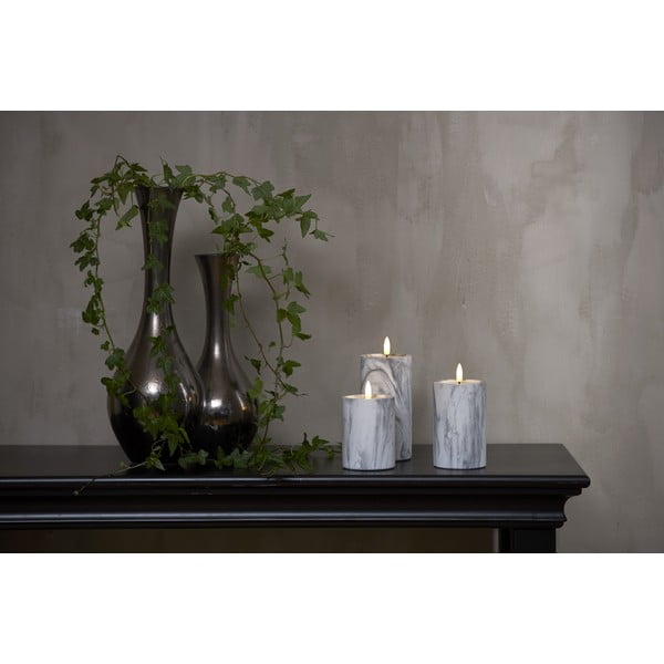 Hall ja valge betoonist LED-küünal, kõrgus 15 cm Flamme Marble - Star Trading-image-2