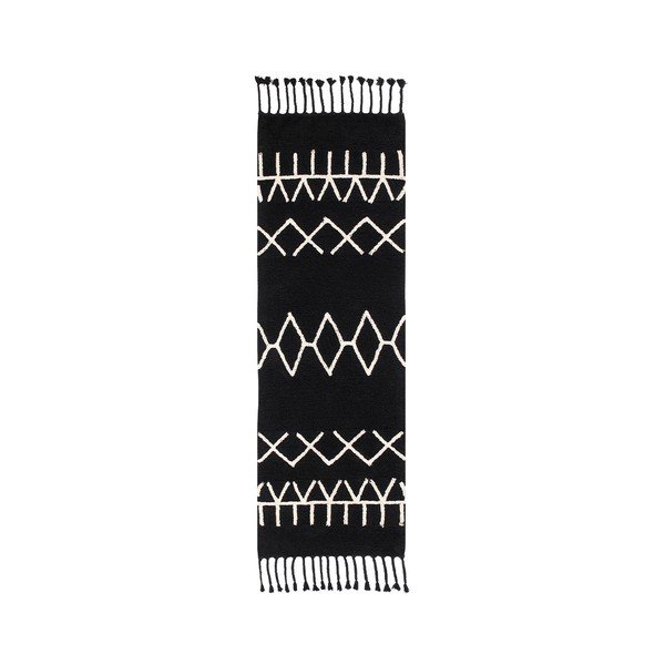 Must pestav käsitsi kootud puuvillane koridorivaip 80x230 cm Bereber Black - Lorena Canals