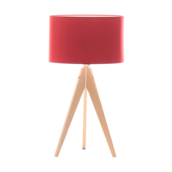 Červená stolní lampa 4room Artista, bříza, Ø 33 cm