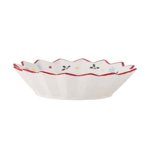 Punane-kreem keraamiline serveerimisalus jõulumotiiviga ø 20 cm Naive - Bloomingville-image-4