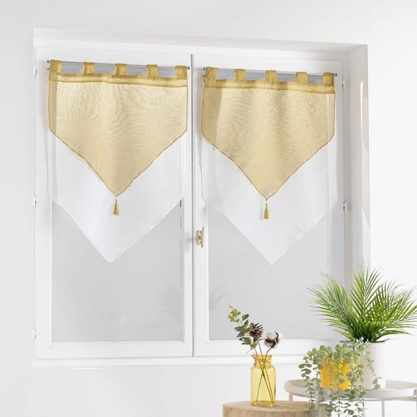 Kollased-valged kardinad 2 tk komplektis 60x90 cm Duetto - douceur d'intérieur-image-2