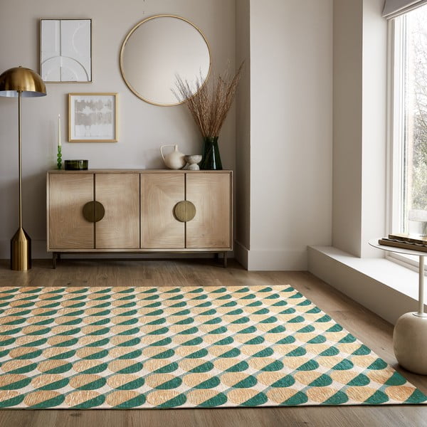 Kollakas-roheline vaip 155x230 cm Carlos Circle Geo - Flair Rugs-image-1