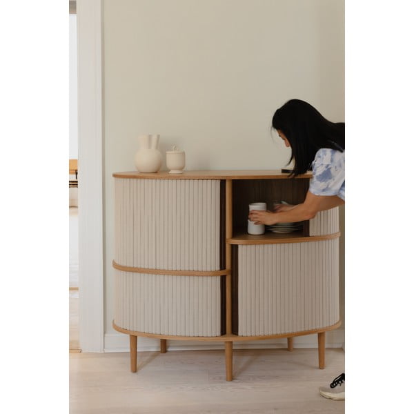 Beež tammespoonist lükandustega kummut 120x100x50 cm Audacious - UMAGE-image-1