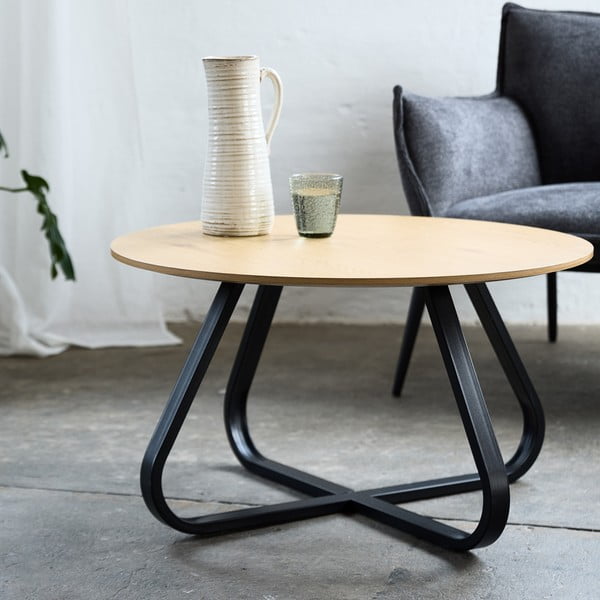 Ümmargune tammepuidust diivanilaud ø 80 cm Cesura - Unique Furniture-image-1