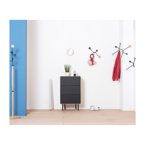 Must kõrge tammepuidust kummut 60x100 cm Fina - Gazzda-image-2