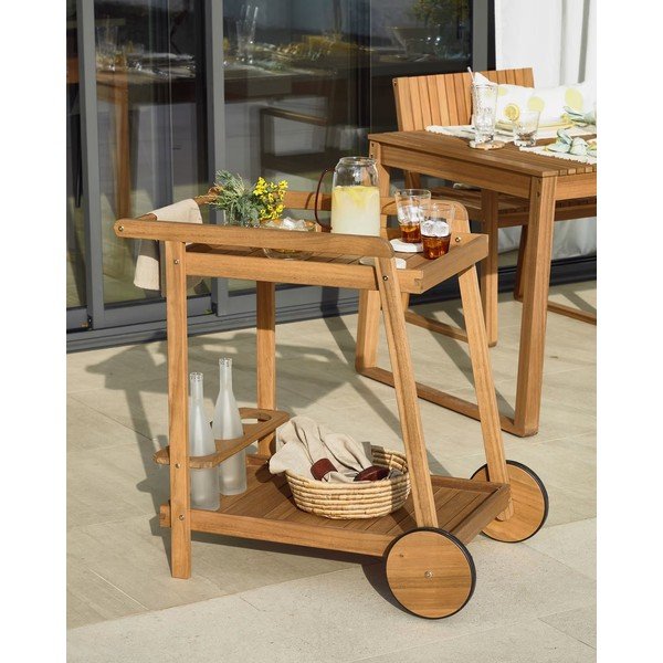 Akaatsiapuidust serveerimiskäru Felisa - Kave Home-image-2