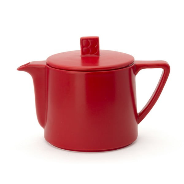 Červená keramická konvice se sítkem na sypaný čaj Bredemeijer Lund, 500 ml