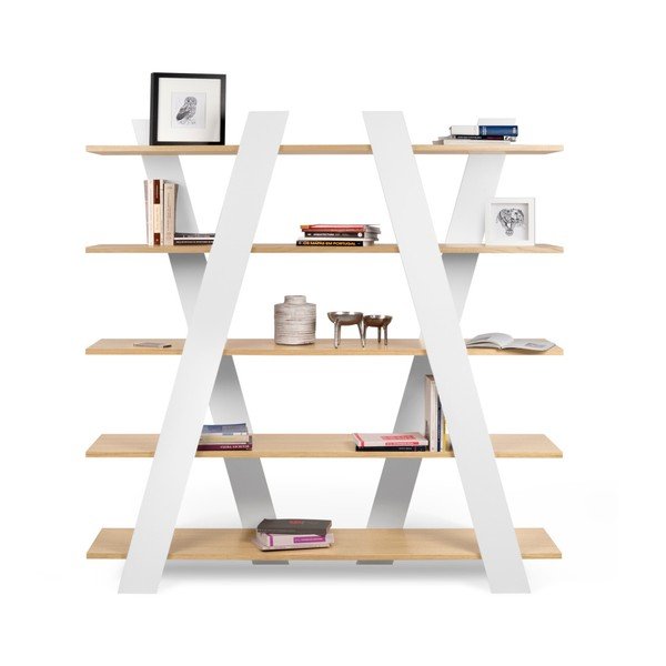 Valge tamme raamaturiiul 156x160 cm Wind - TemaHome-image-3