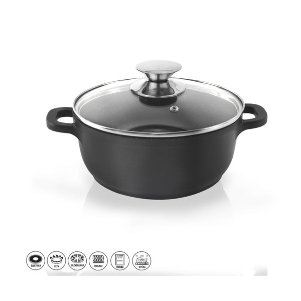 Pfluon Granit kleepumisvastane klaasist kaanega pott , ⌀ 20 cm Grande - Orion-image-3