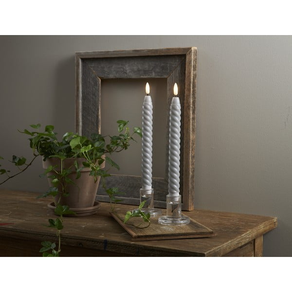 Komplekt 2 halli vaha LED küünalt, kõrgus 25 cm Flamme Swirl Antique - Star Trading-image-4