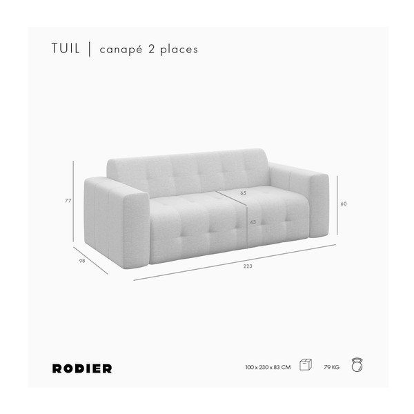 Hall sametist diivan 223 cm Tuil - Rodier-image-4