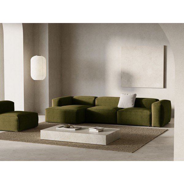 Roheline manšettriidest nurgadiivan (vasak nurk/lamamisosaga) Bergamo – Cosmopolitan Design-image-1