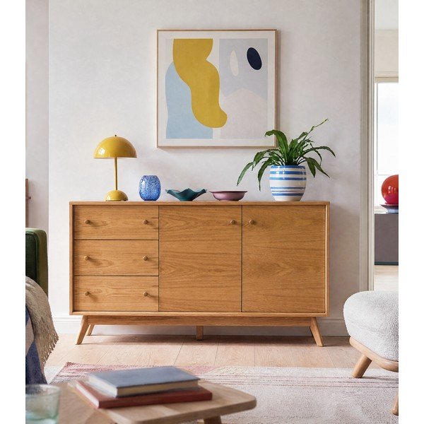 Tammedekooriga madal kummut 149x75 cm Kensal - Woodman-image-1