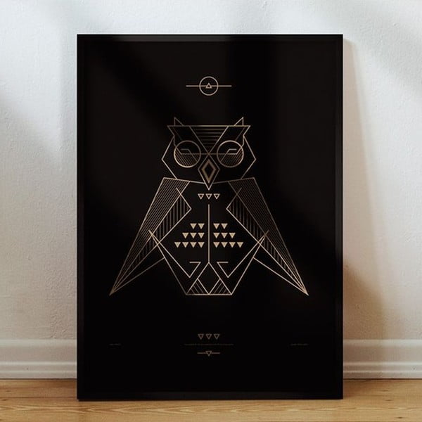 Plakát Owl Black/Gold, 50x70 cm