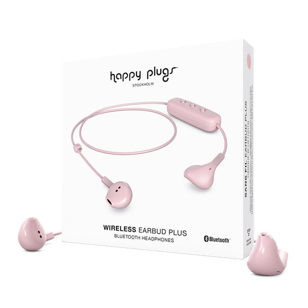 Růžová bezdrátová sluchátka Happy Plugs Earbud