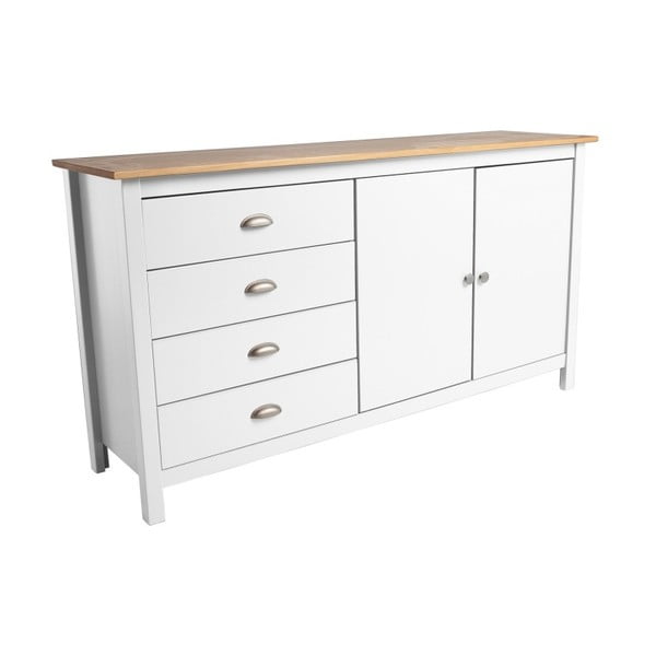 Bílá komoda z masivního borovicového dřeva se 4 zásuvkami Marckeric Jade, délka 150 cm-image-2