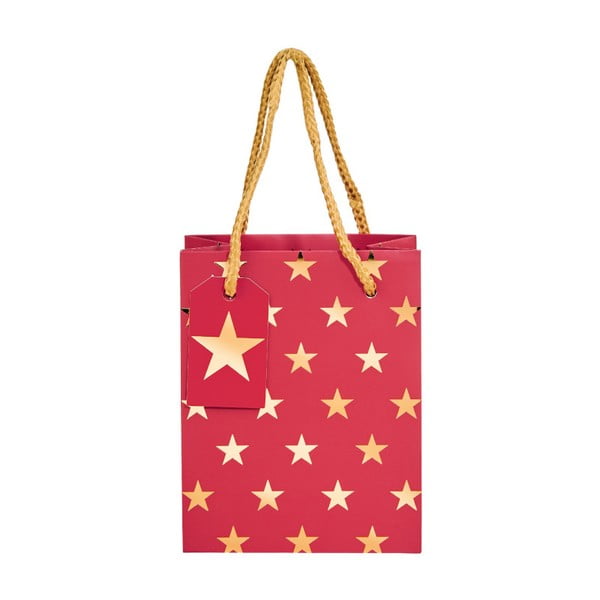 Červená dárková taška Butlers hvezdy, výška 8,5 cm