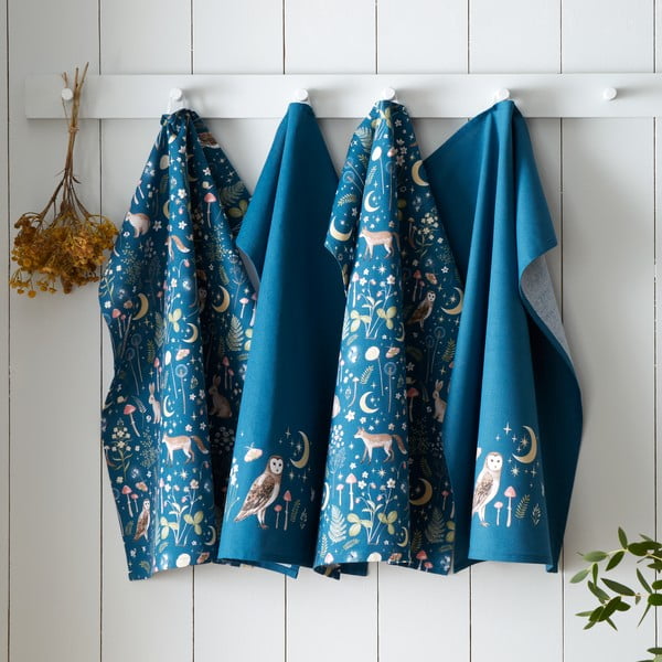 Puuvillased rätikud 4tk komplektis 50x70 cm Enchanted Twilight Animals - Catherine Lansfield-image-1