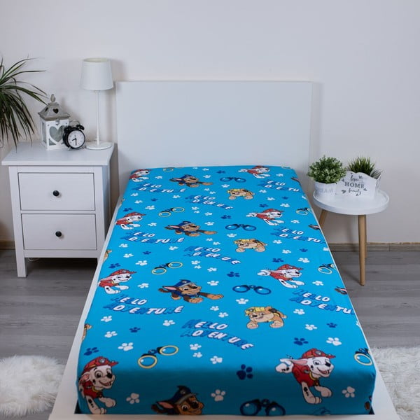 Sinine laste puuvillane lina üheinimesevoodile 90x200 cm Paw Patrol - Jerry Fabrics-image-1