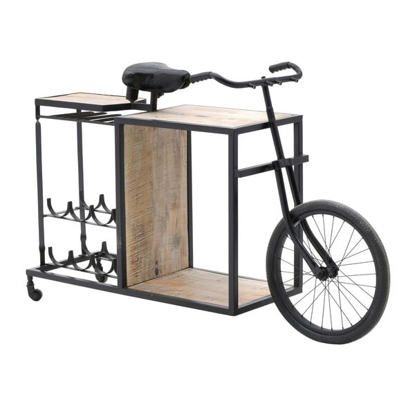 Barový stolek s detaily z březového dřeva se stojanem na vinné lahve InArt Bicycle