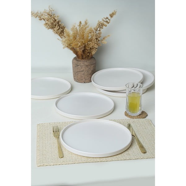 Valged keraamilised taldrikud 6 tk komplektis ø 27 cm - Hermia-image-1