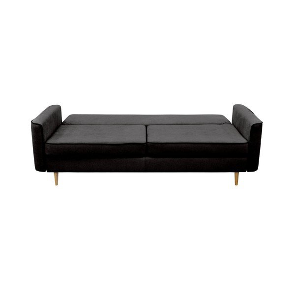 Černá trojmístná rozkládací pohovka se světlými nohami Mazzini Sofas Ivy-image-3
