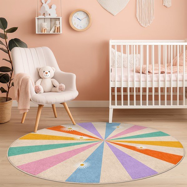 Pestav laste mänguvaip ø100 cm Rainbow Daisy - Mila Home-image-3