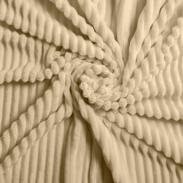 Beež 3-osaline flanellvoodipesukomplekt kaheinimesevoodile/ülipikale voodile 240x220 cm Veloutea - douceur d'intérieur-image-3