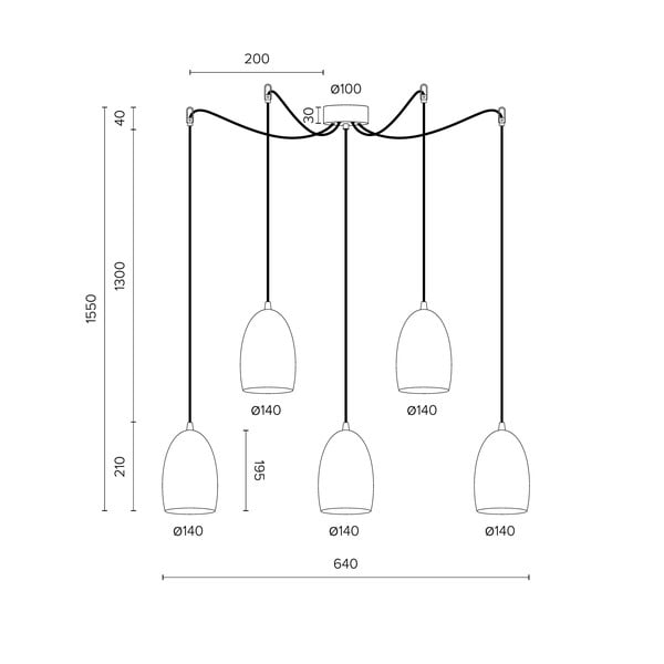 Viie varrega rippvalgusti kuldne UME , ⌀ 14 cm Ume - Sotto Luce-image-2