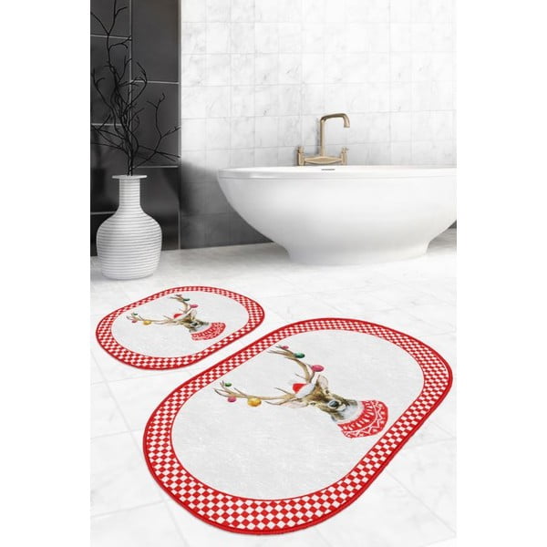 Punased ja valged vannitoamatid 2 tk 60x100 cm komplektis - Mila Home