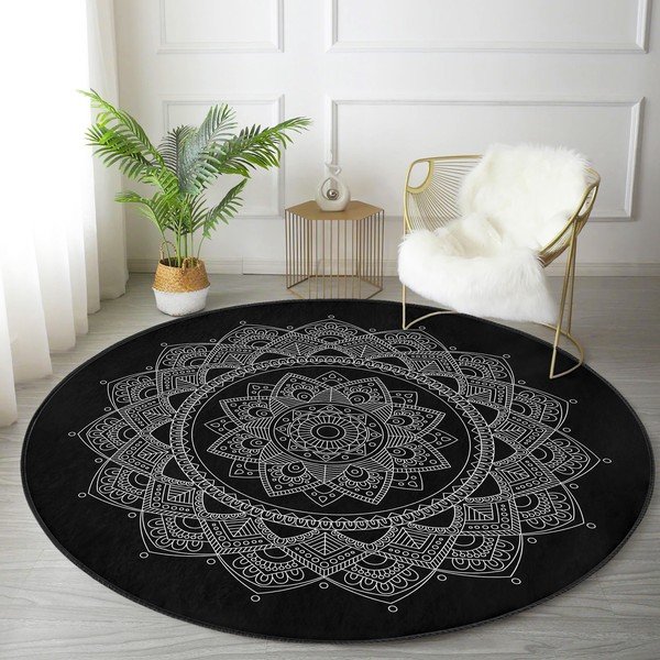 Must pestav ümmargune vaip, sobitub robottolmuimejaga ø 100 cm Comfort - Mila Home-image-1