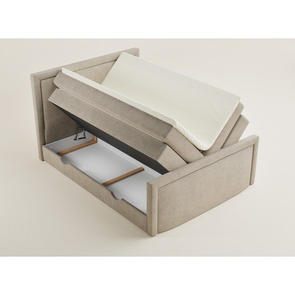 Beež vedrumadratsiga voodi panipaigaga 160x200 cm Fresco - Maison de Rêve-image-3