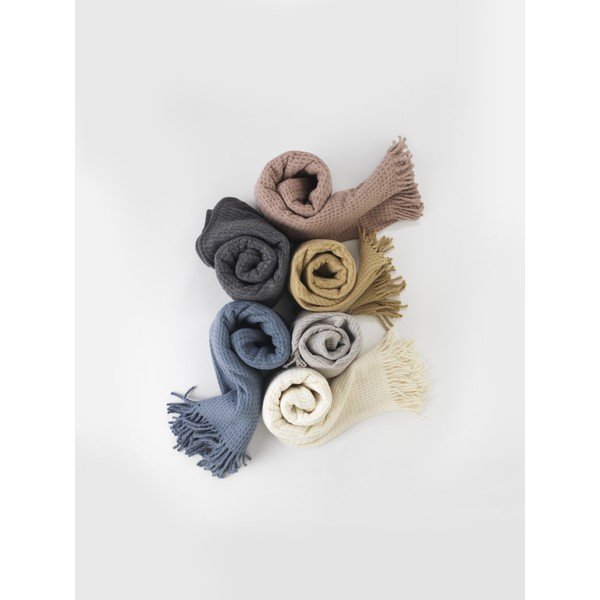 Roosa pleed puuvilla seguga 140x180 cm Basics Waffle – Euromant-image-4